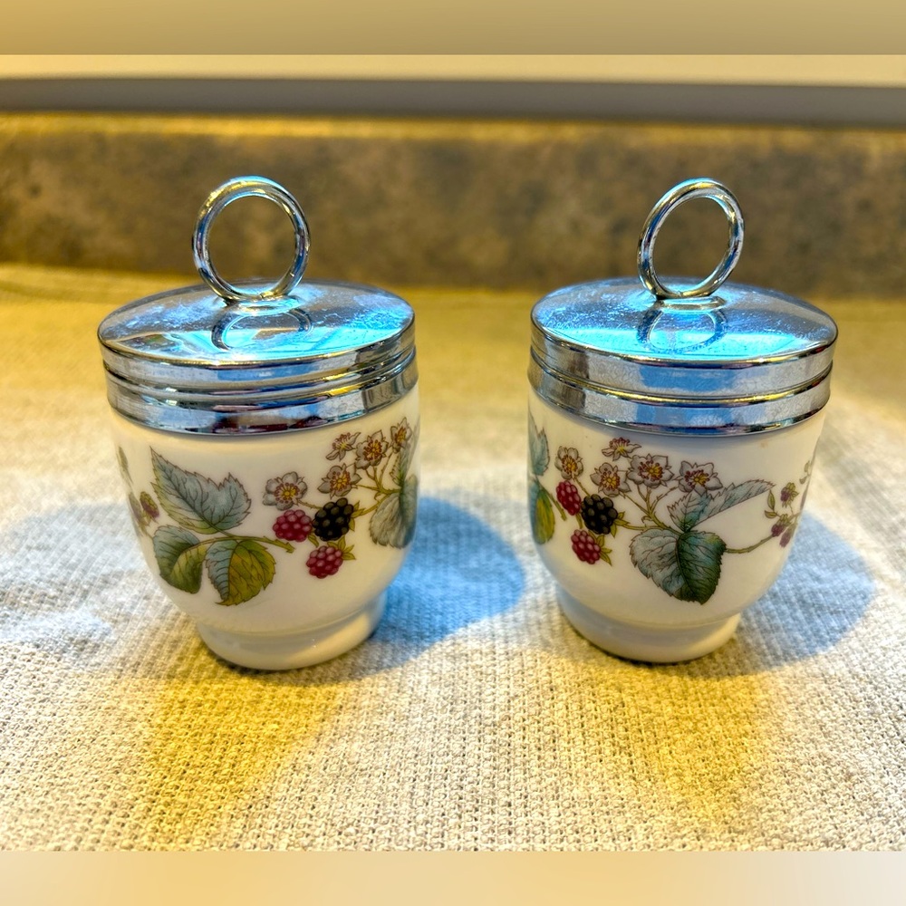 Rare* Royal Worcester egg coddler set in ‘Lavinia’